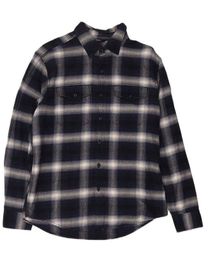 Camisa masculina de flanela American Eagle médio algodão xadrez azul marinho