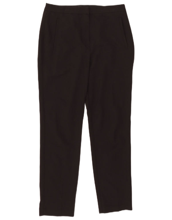Calça feminina casual reta Topshop Reino Unido 10 pequena W29 L27 poliéster preto