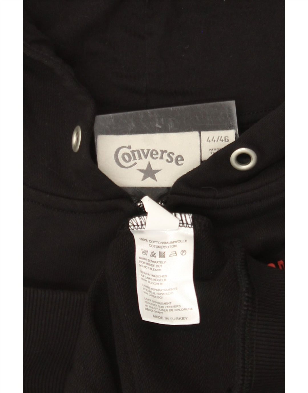 Suéter feminino com capuz e zíper CONVERSE IT 44/46 algodão preto médio