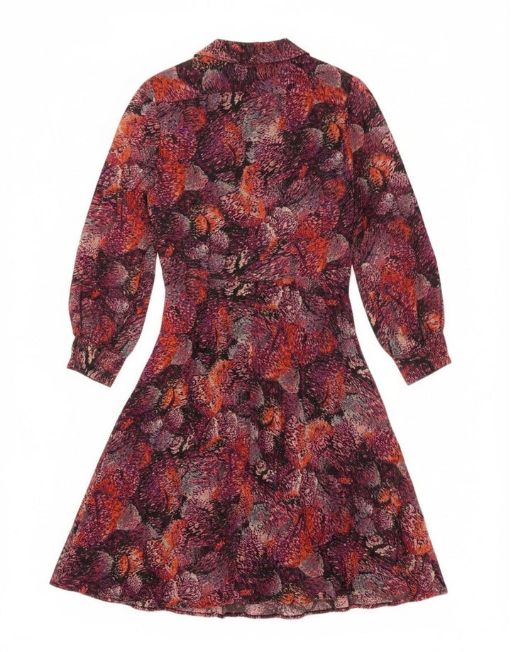 Vestido camisa feminino vintage com padrão abstrato UE 40 médio Borgonha