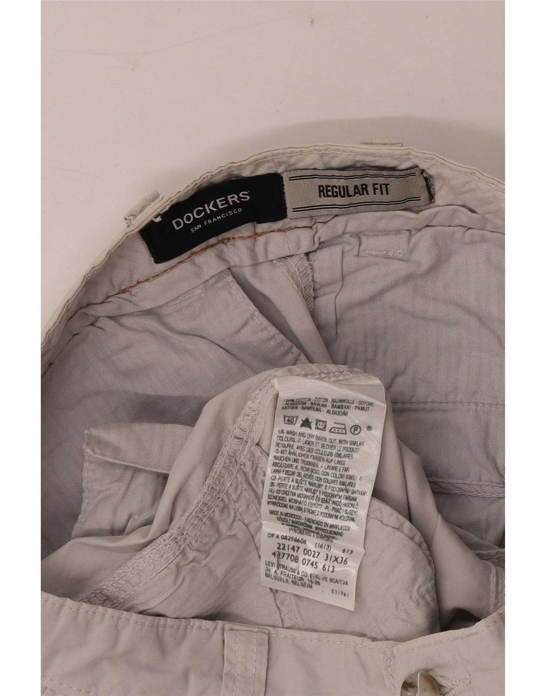 Calças Dockers Mens Regular Fit Chino W31 L32 Algodão Cinza