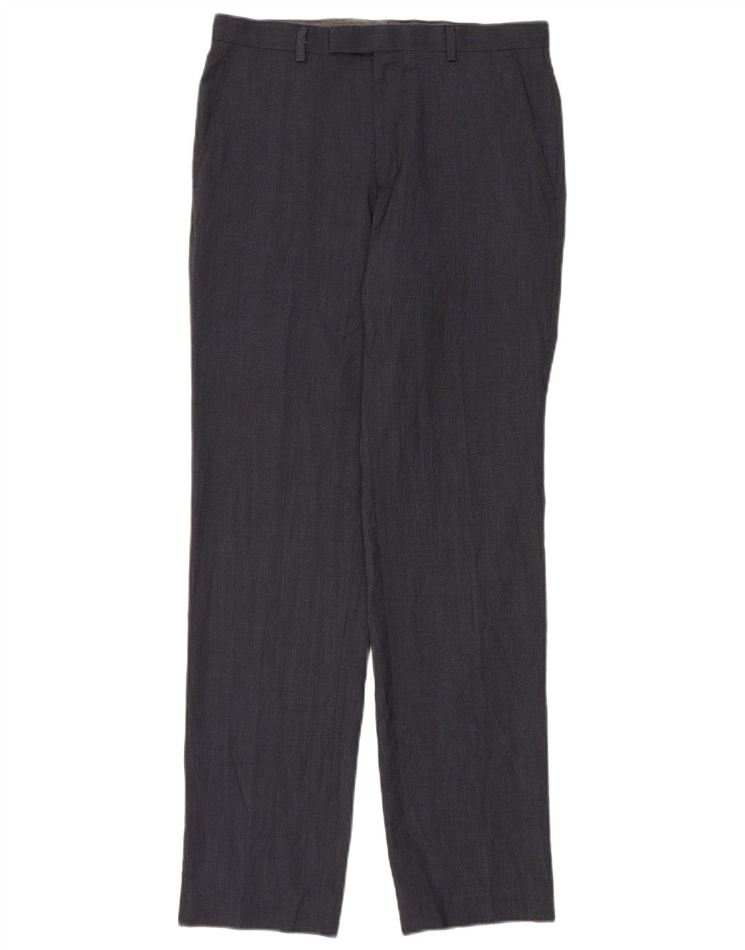 Calça masculina de terno reto Marks & Spencer W30 L33 azul marinho poliéster