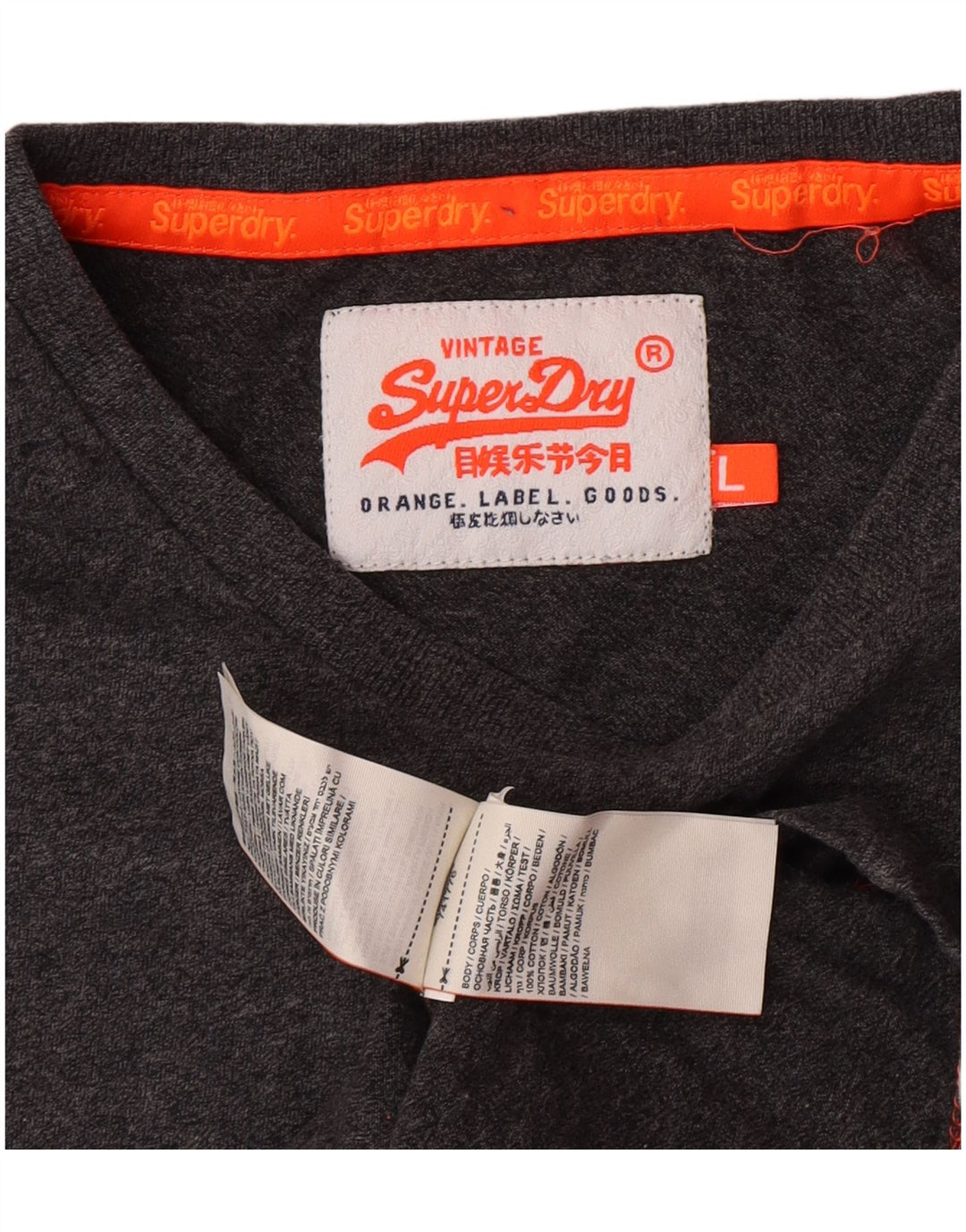 Camiseta masculina Superdry Top grande algodão manchado cinza