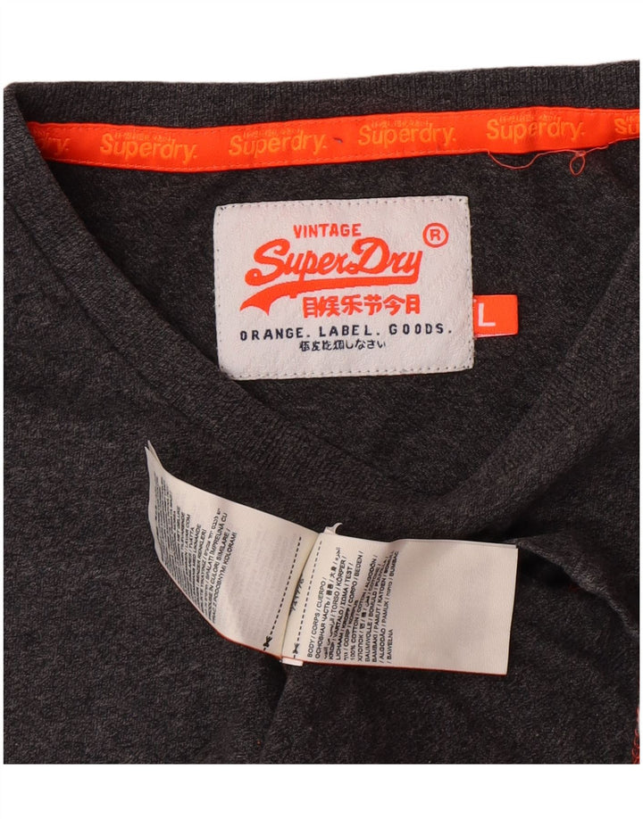 Camiseta masculina Superdry Top grande algodão manchado cinza