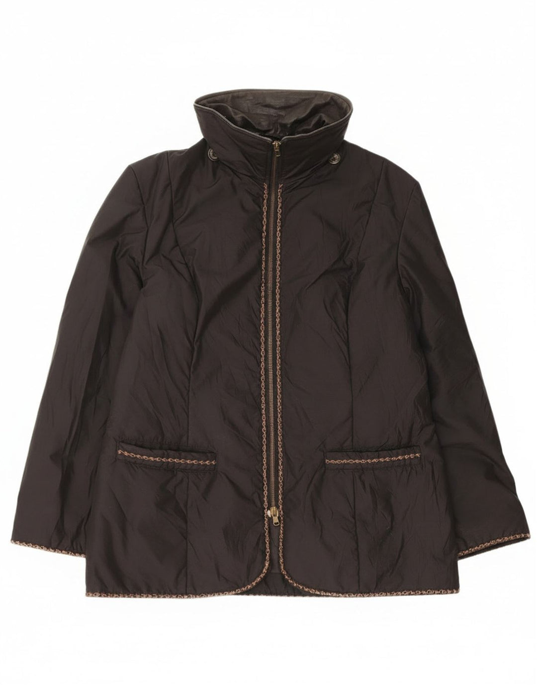 Jaqueta corta-vento feminina vintage IT 48 XL poliéster preto