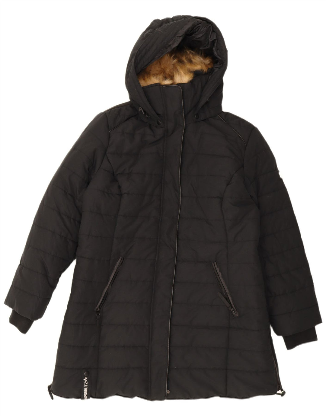 Casaco acolchoado com capuz feminino Alpenblitz UK 22 2XL poliéster preto