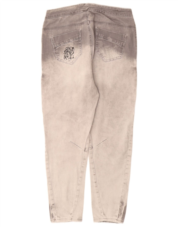 DESIGUAL Calça Jeans Feminina Crop Slim Grande W34 L26 Cinza Tie Dye Algodão