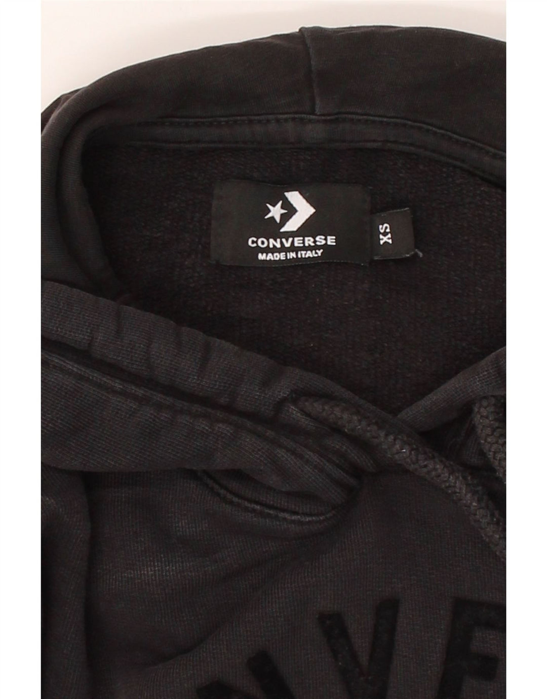 CONVERSE Mens Graphic Hoodie Jumper XS Black Cotton Vintage Converse and Second-Hand Converse from Messina Hembry 