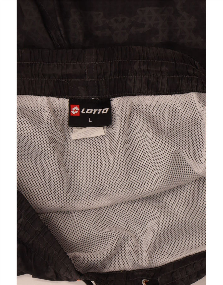 Lotto Mens Natação Shorts Grande Poliéster Geométrico Preto