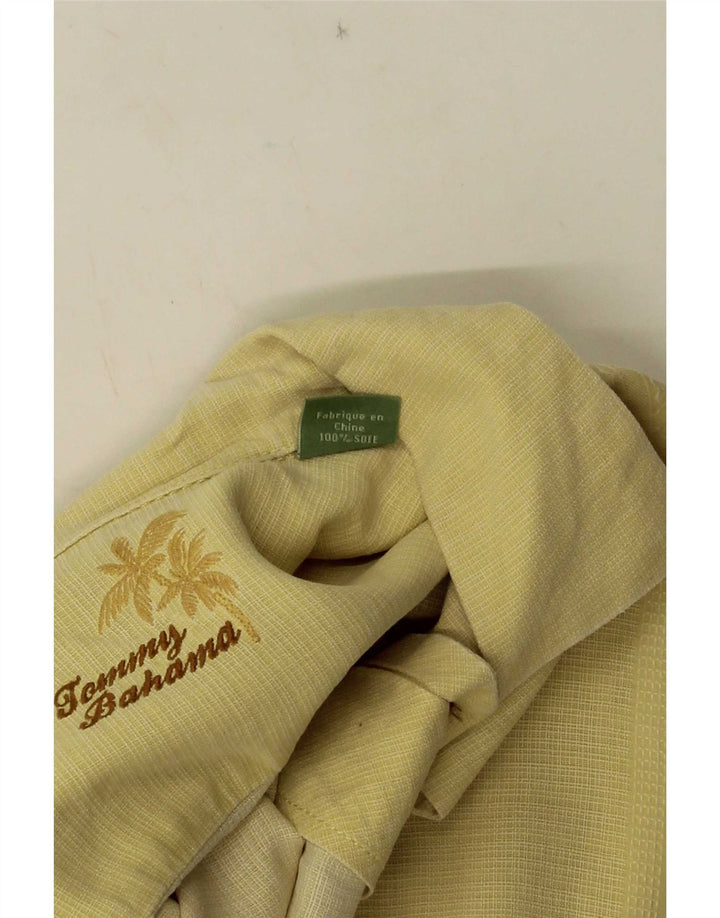 Camisa masculina de manga curta Tommy Bahama seda floral amarela média