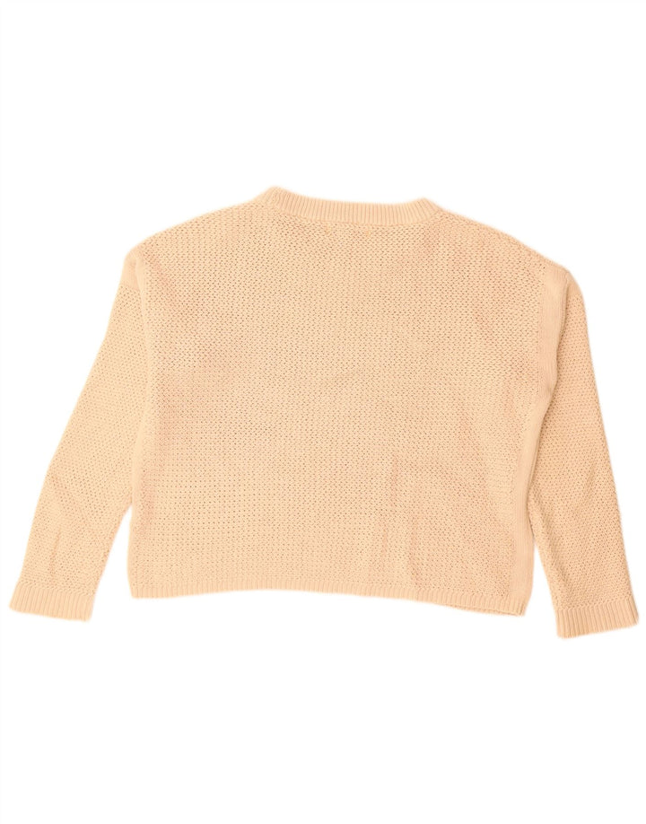 Suéter feminino Marks & Spencer com gola redonda Reino Unido 14 médio bege
