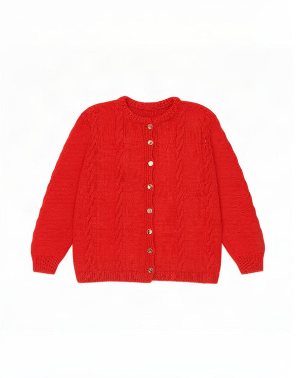 Suéter Cardigan Feminino Vintage Reino Unido 16 Grande Vermelho