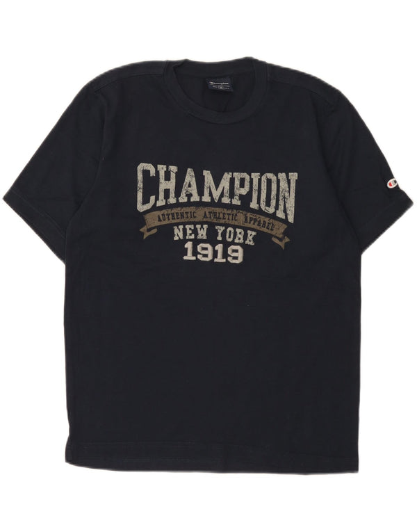 Camiseta feminina estampada Champion UK 14 médio azul marinho