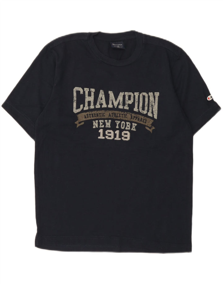 Camiseta feminina estampada Champion UK 14 médio azul marinho