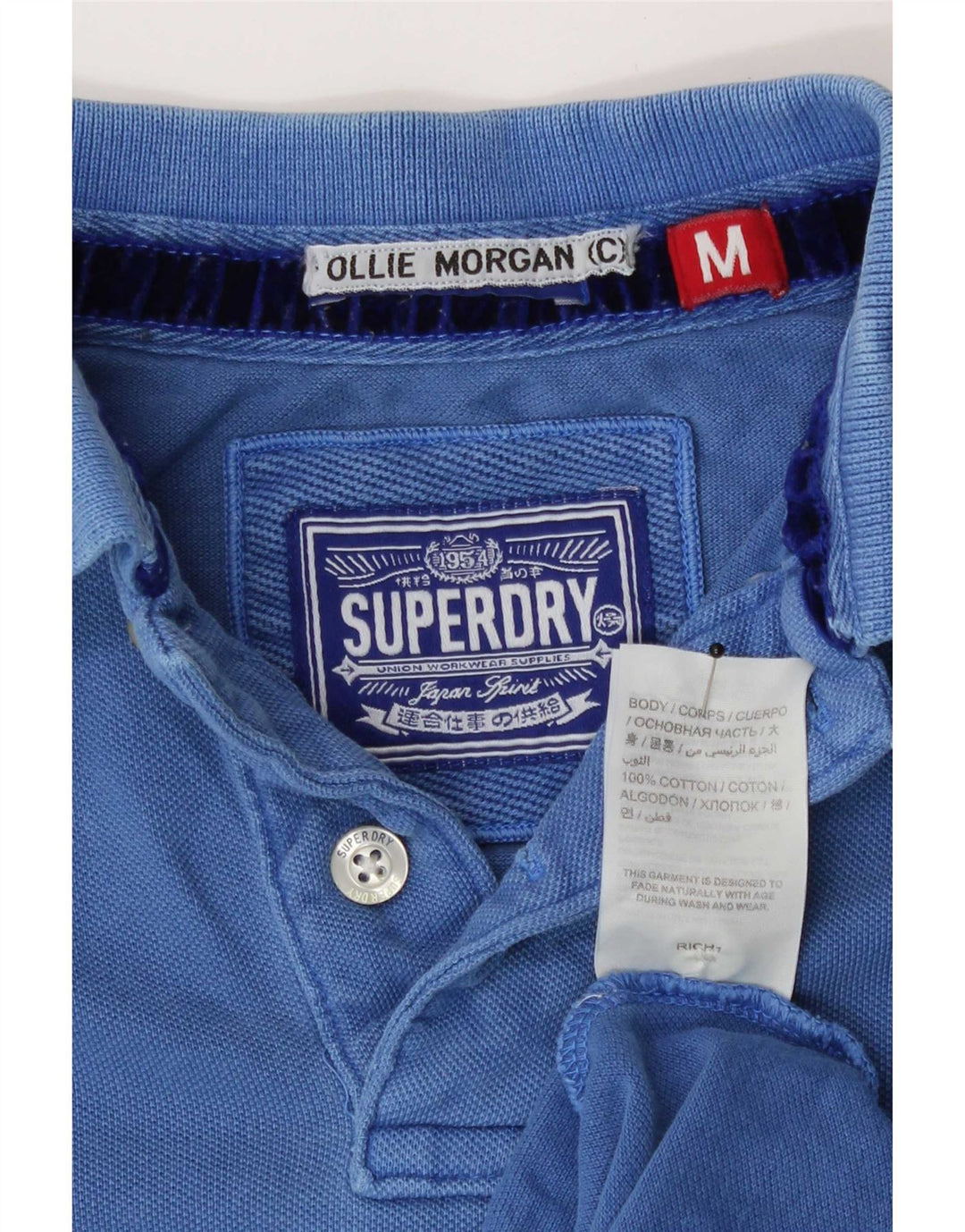 Camisa polo masculina Superdry azul médio