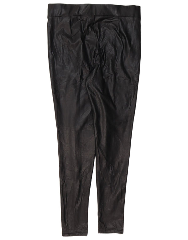 Leggings femininas de couro sintético Marks & Spencer Reino Unido 14 grande polietileno preto