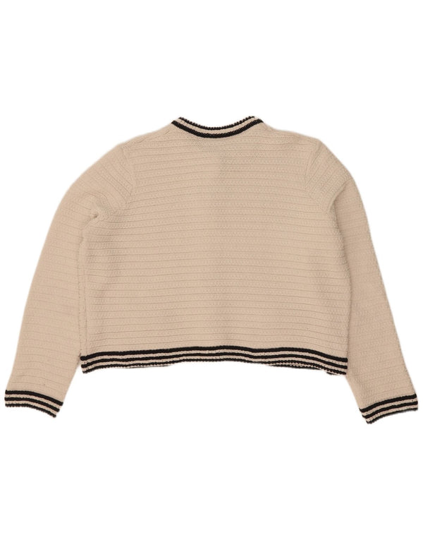 Suéter cardigã feminino Marks & Spencer UK 16 listrado branco grande