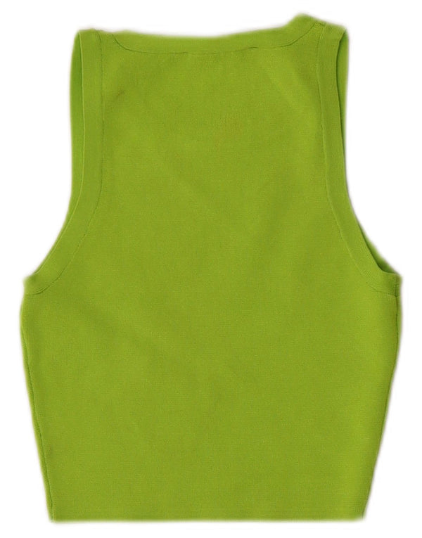 Zara Womens Crop Vest Top UK 4 XS Verde Viscose