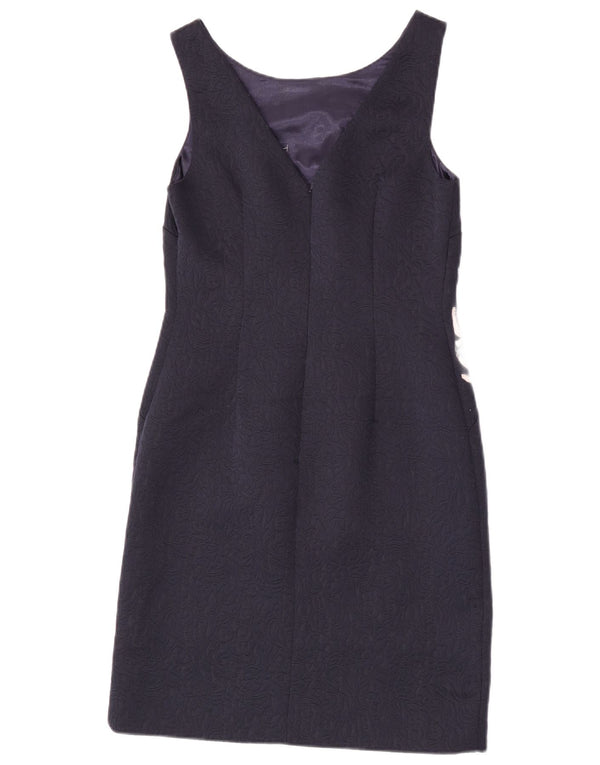 Vestido feminino Monsoon sem mangas com bainha UK 10 pequeno azul marinho floral