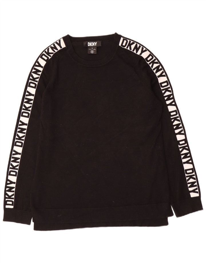Suéter gráfico feminino Dkny UK 12 viscose preta média