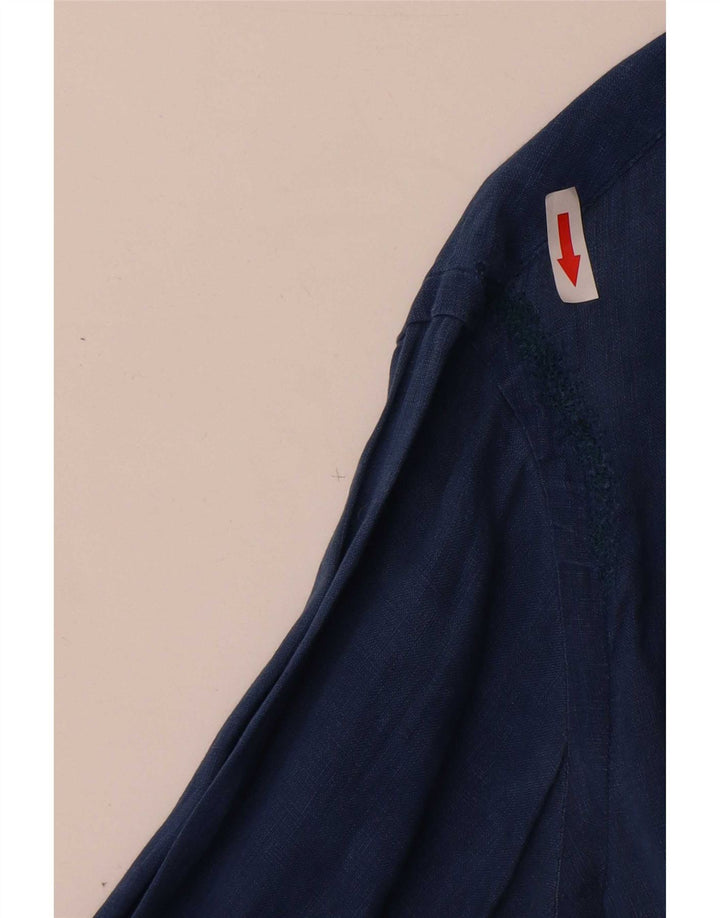 Ralph Lauren Camisa masculina pequena linho azul marinho