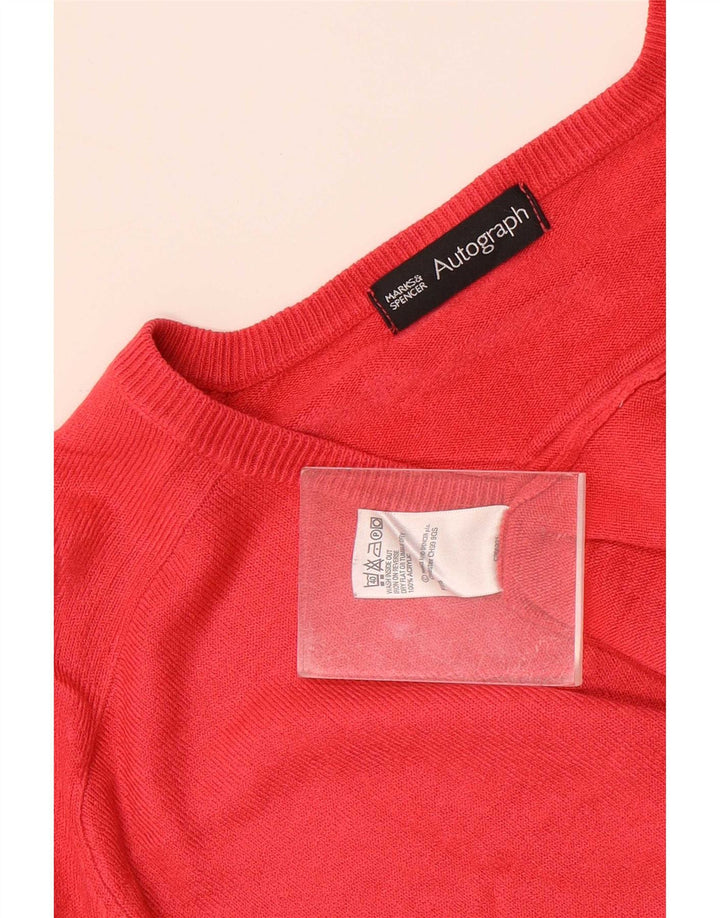 Suéter masculino Marks & Spencer Autograph com decote em V grande acrílico vermelho