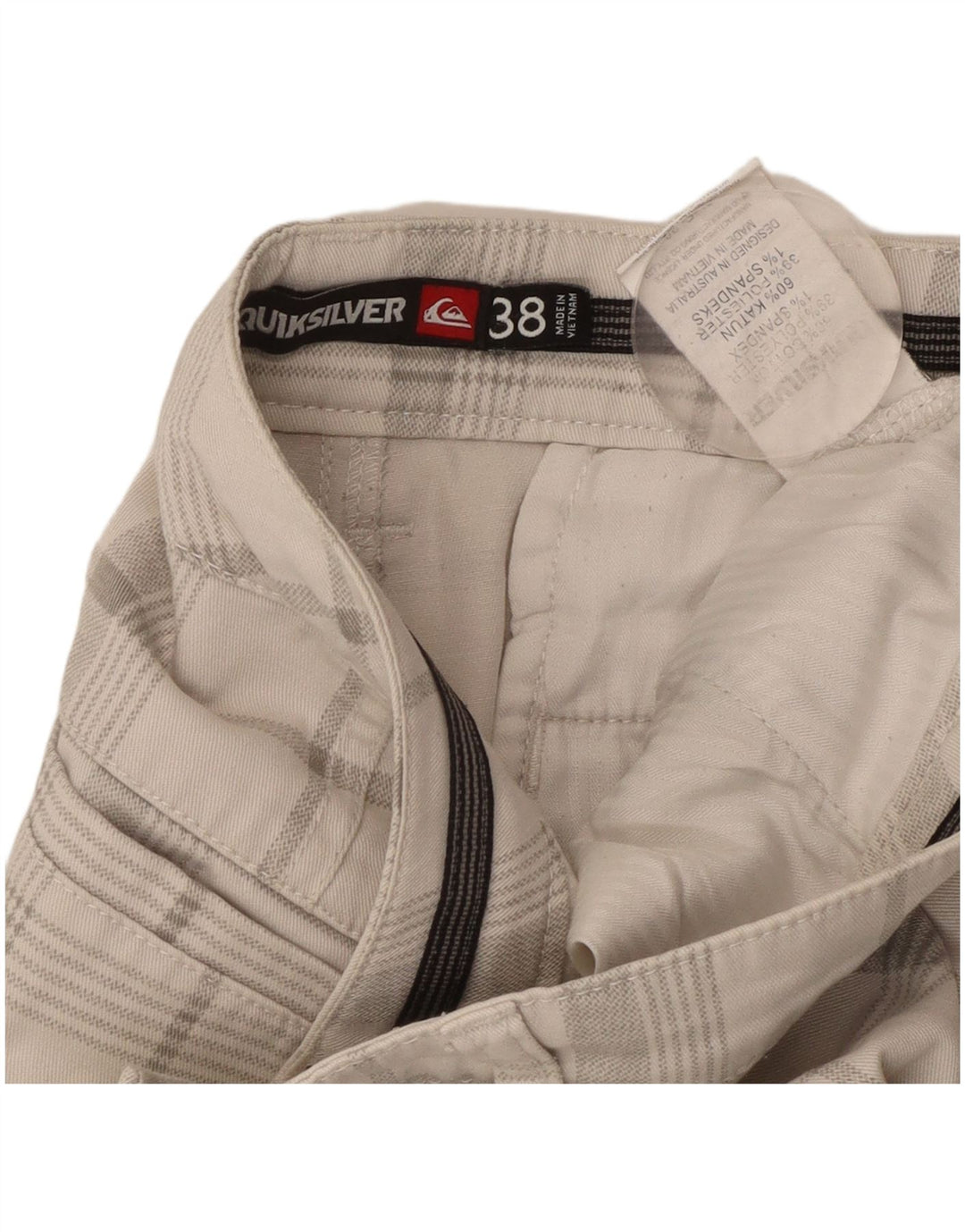 Shorts Chino Masculino QUIKSILVER W38 XL Algodão Xadrez Branco