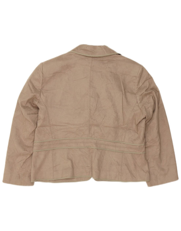 Jaqueta Blazer Feminina Marks & Spencer Reino Unido 18 XL Bege Poliéster