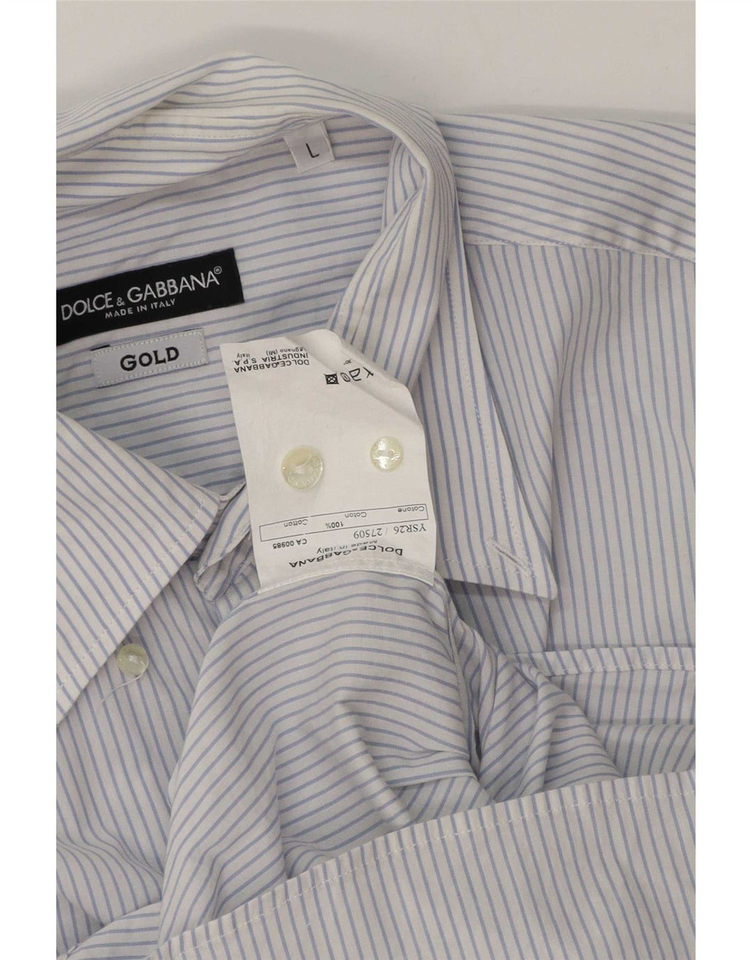 Camisa masculina Dolce & Gabbana grande algodão listrado azul