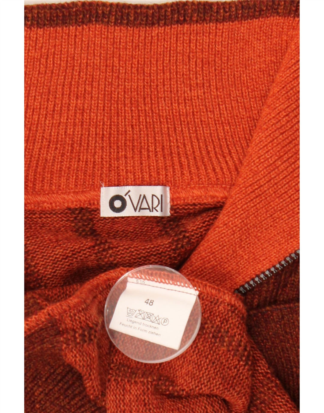 Suéter masculino vintage com zíper e pescoço IT 48 acrílico marrom médio