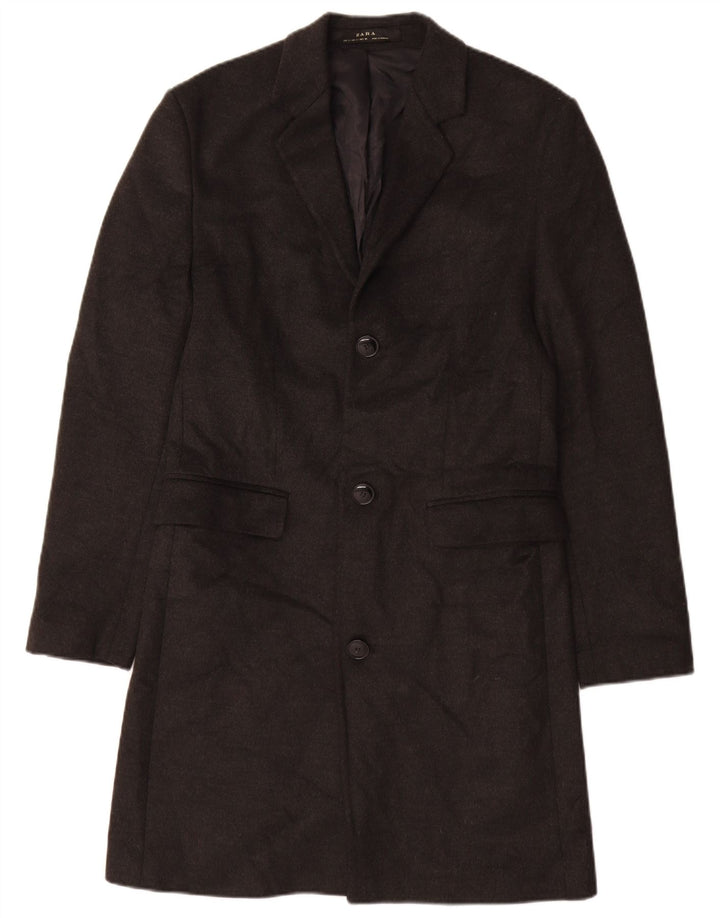 Sobretudo masculino Zara UK 36 pequeno poliéster cinza