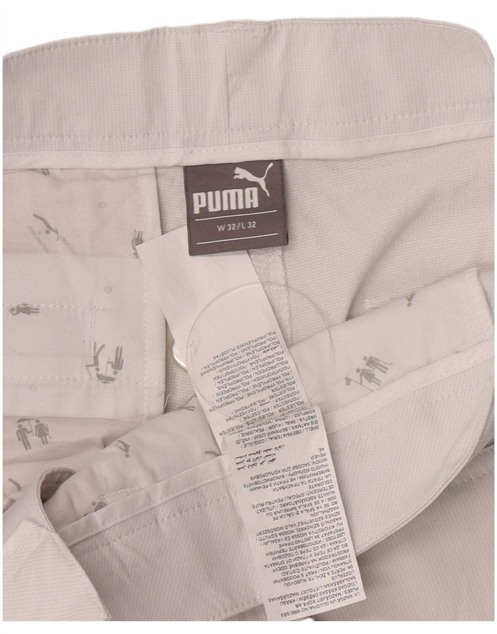 Calça casual reta masculina Puma W32 L32 poliéster branco