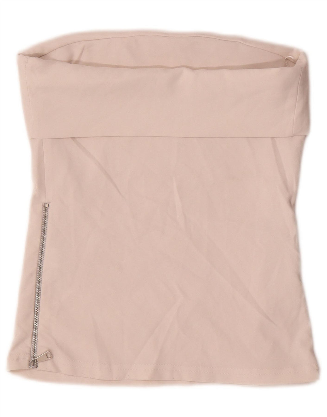 Zara Womens Crop Strapless Top UK 12 Poliéster Bege Médio