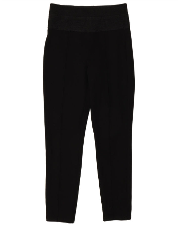 Zara Womens Crop Leggings UK 8 Pequeno Espinha de Peixe Preta