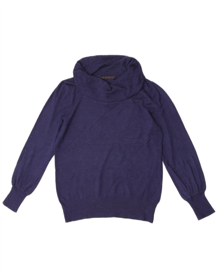 Suéter feminino Marks & Spencer com gola redonda Reino Unido 10 pequeno azul marinho