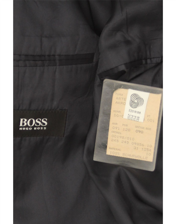 Jaqueta blazer masculina Hugo Boss com 3 botões Reino Unido 36 pequena lã virgem azul marinho