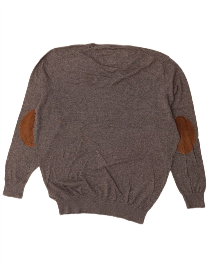 Suéter masculino MASSIMO DUTTI com decote em V XL algodão cinza