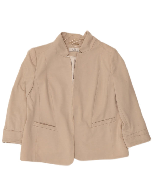 Jaqueta blazer aberta de manga 3/4 feminina Wallis Reino Unido 18 XL bege poliéster