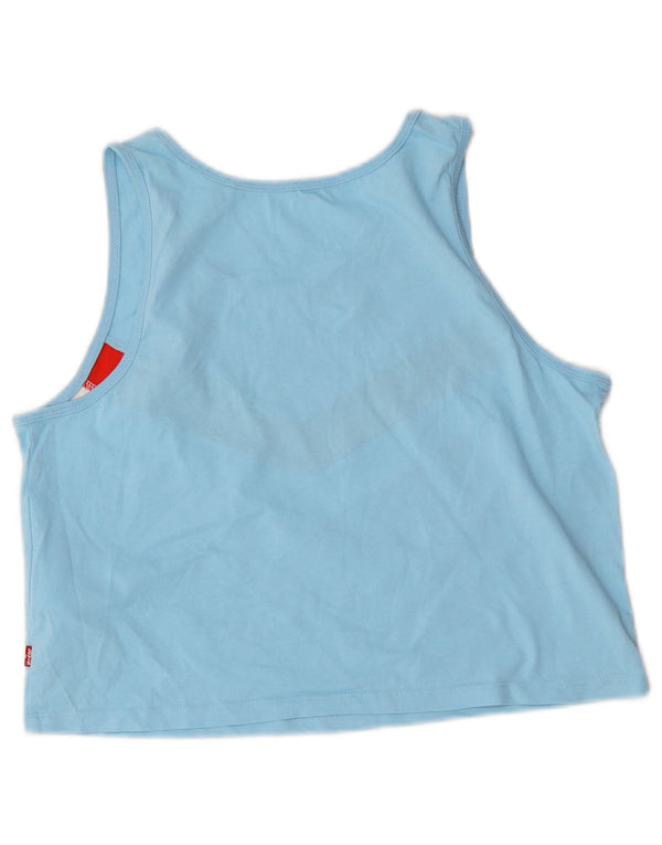Top colete feminino Levi's UK 10 algodão colorblock azul pequeno