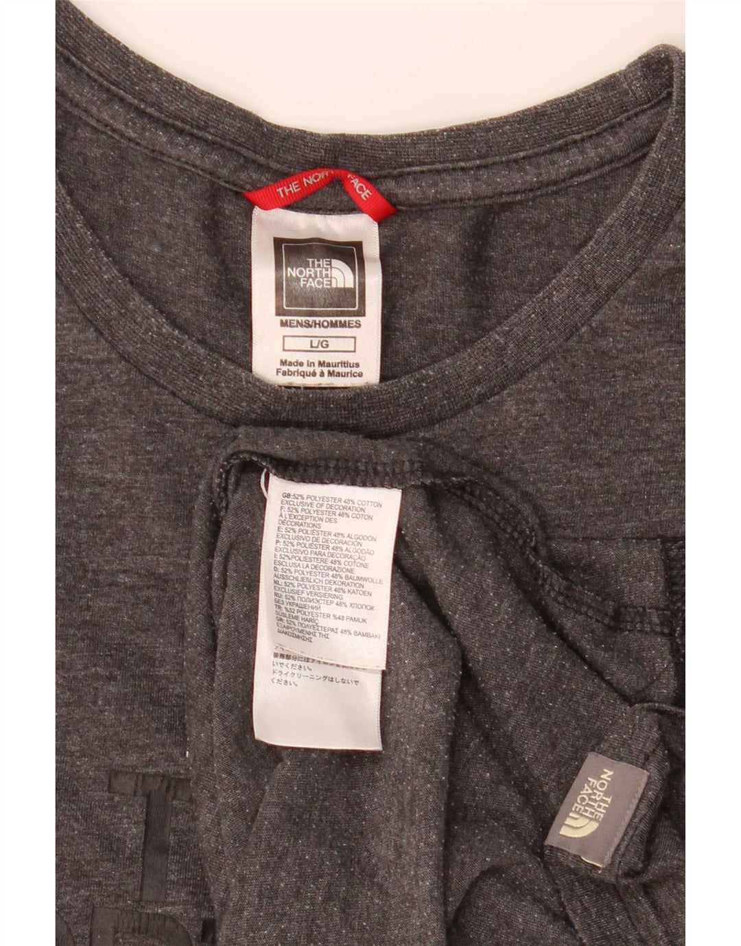 Camiseta gráfica masculina The North Face, grande poliéster manchado cinza