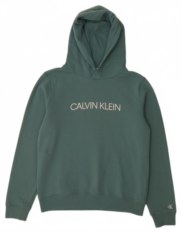 CALVIN KLEIN JEANS Meninos moletom com capuz gráfico 13-14 anos algodão verde