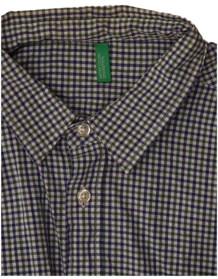 Camisa masculina de manga curta Benetton média multicolorida guingão