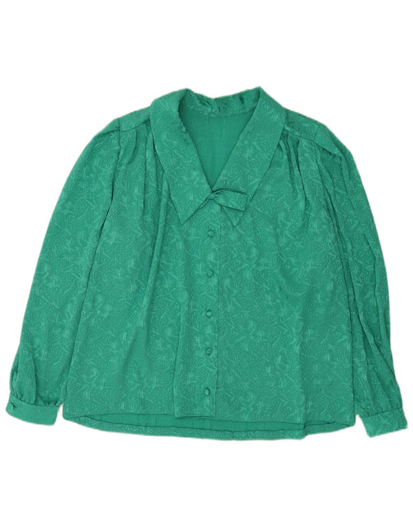 Blusa feminina vintage UK 18 XL verde floral