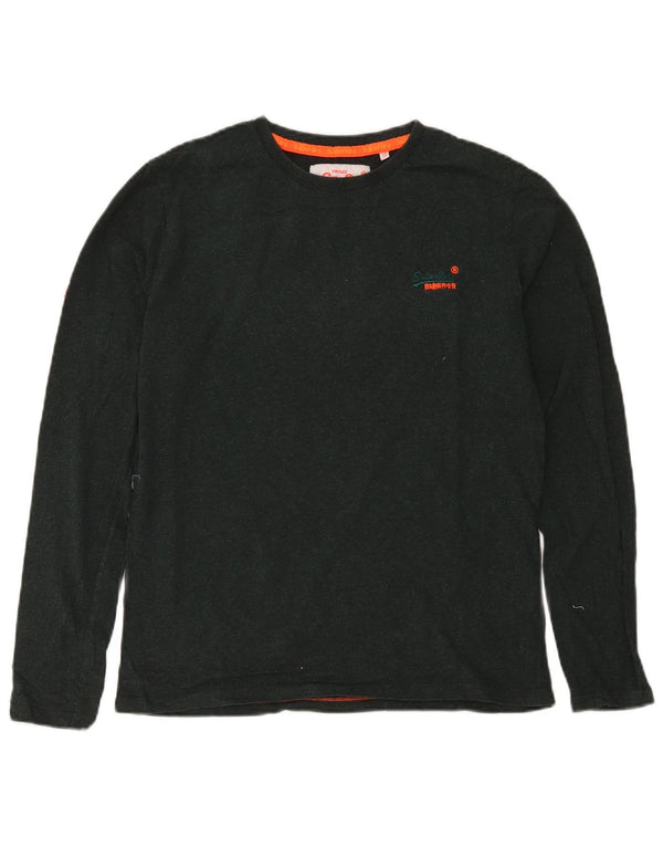 Superdry Mens Top Manga Longa Médio Algodão Verde