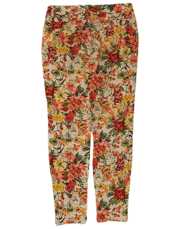 Calça feminina casual slim Zara UE 38 pequena W28 L28 floral multicolorida