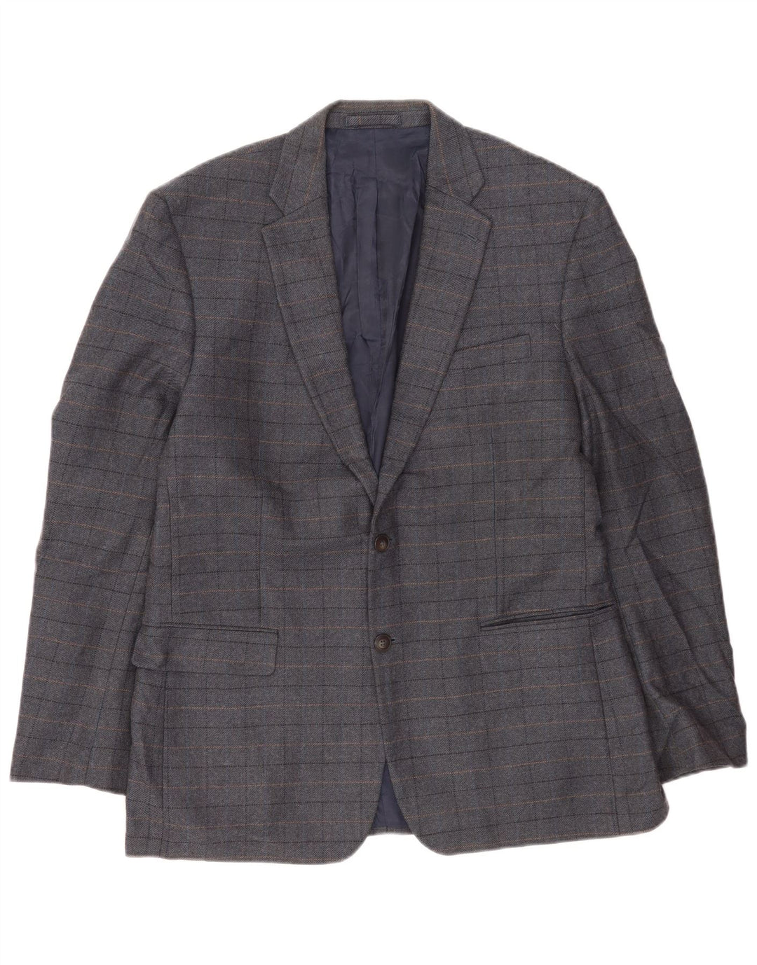 Jaqueta blazer masculina de 2 botões Marks & Spencer UK 42 XL azul xadrez lã