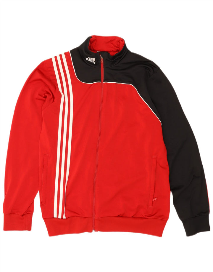 ADIDAS Mens Tracksuit Top Jacket UK 38/40 Médio Vermelho Colourblock Poliéster