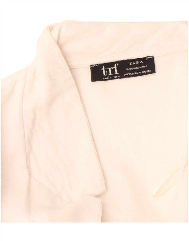 Camisa oversized de manga curta feminina Zara UK 18 XL branca