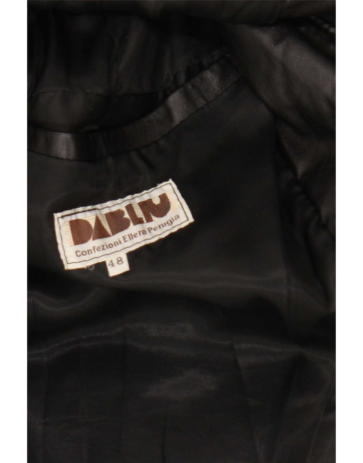 Jaqueta de couro masculina vintage IT 48 média preta