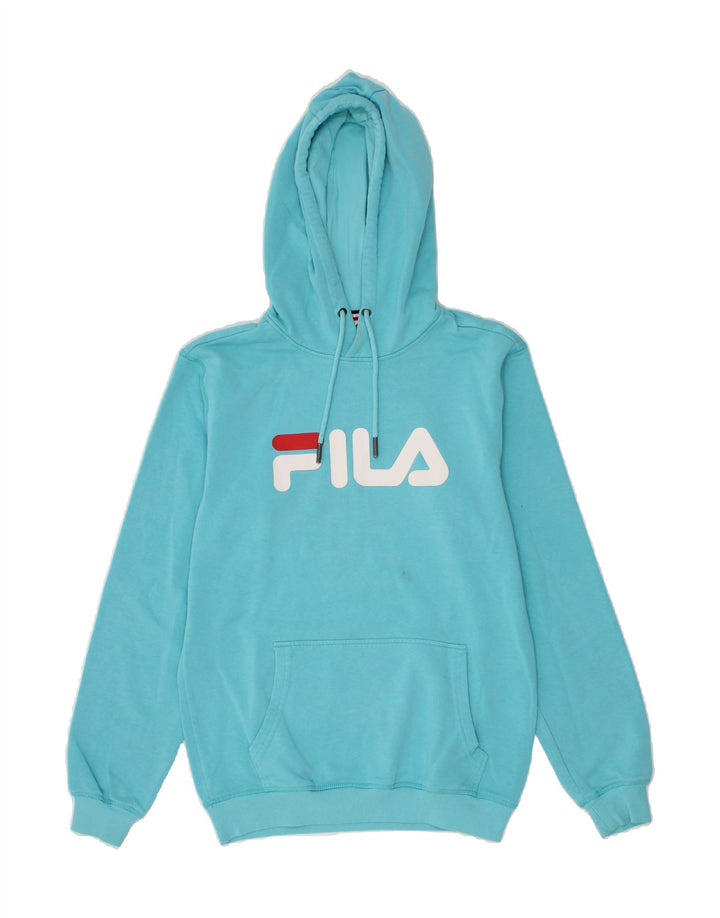 FILA Mens Graphic Hoodie Jumper XS Blue Cotton Vintage Fila and Second-Hand Fila from Messina Hembry 